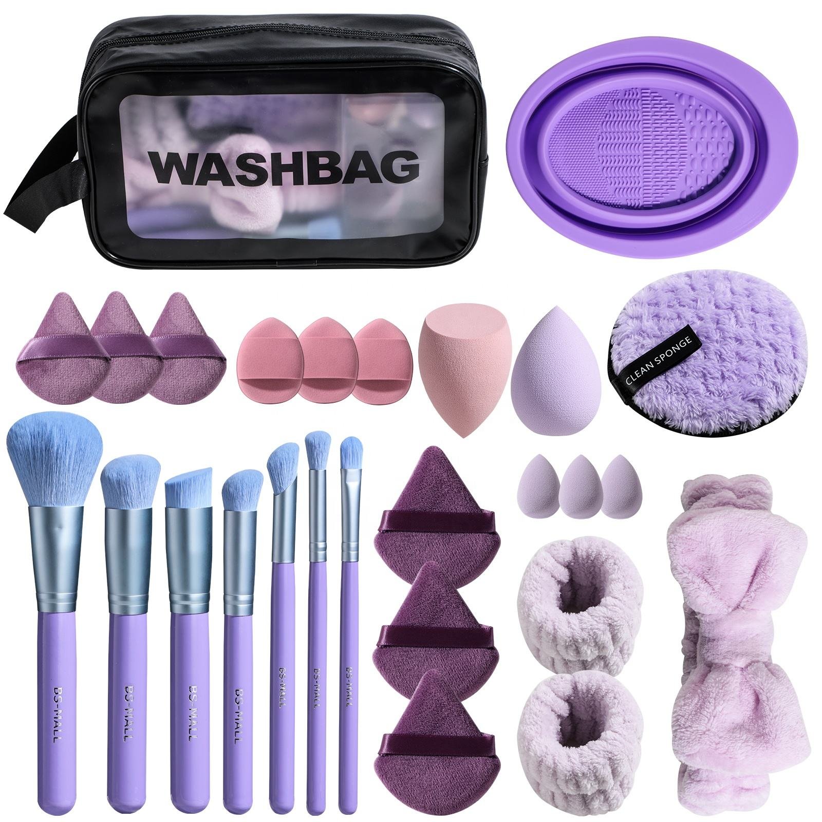 27 Piece All in One Makeup Tool Kit Soft Makeup Brushes Powder Puff Foundation Sponge Cosmetic Bag Makeup Tools Gift Kit - Buy Online at SimraCart
